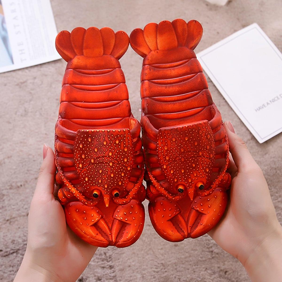 

2025 Летние Забавные Тапочки для Пары Родитель-ребенок Мультяшные Тапочки-лобстеры Модные Забавные Сандалии Мягкие Нескользящие Пляжные Тапочки Уютные 36 красный