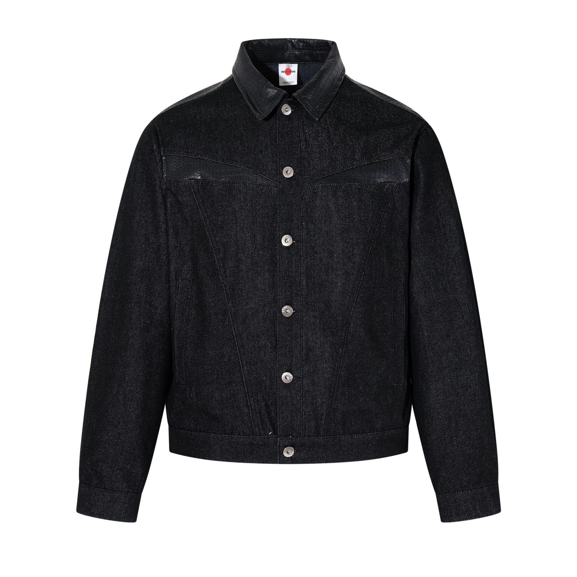 American retro high quality heavy washing water primary color denim jacket leather tooling jacket M
