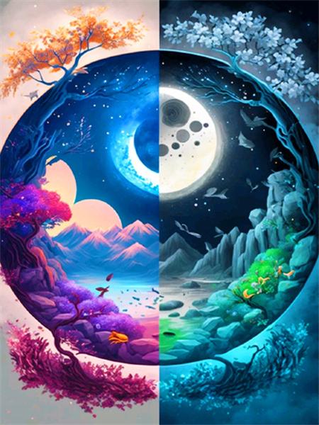 

Коллекция алмазной живописи 2023 года «Пейзаж четырех сезонов» Квадратная/круглая вышивка Мозаика Лунный пейзаж Домашний декор Full Round 20x30CM