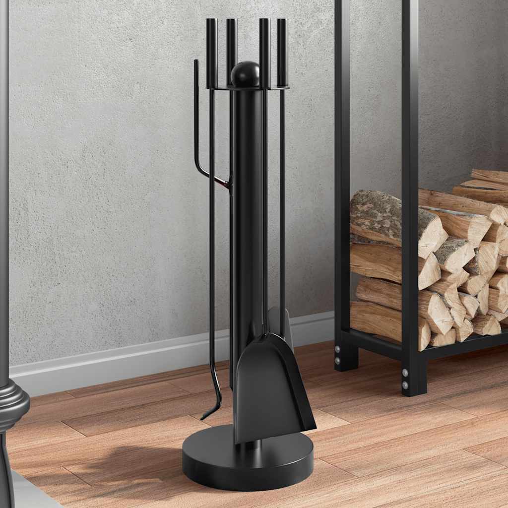 vidaXL 5-teiliges Kaminbesteck-Set 18x56 cm Stahl schwarz