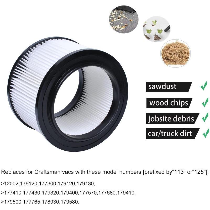 17810 Filter Compatible with Craftsman 4 Gallon Vacuum Filter,9-17810 Wet Dry Vacuum Filter Compatible with Craftsman 4 Gallon Replacement (2 Pack)