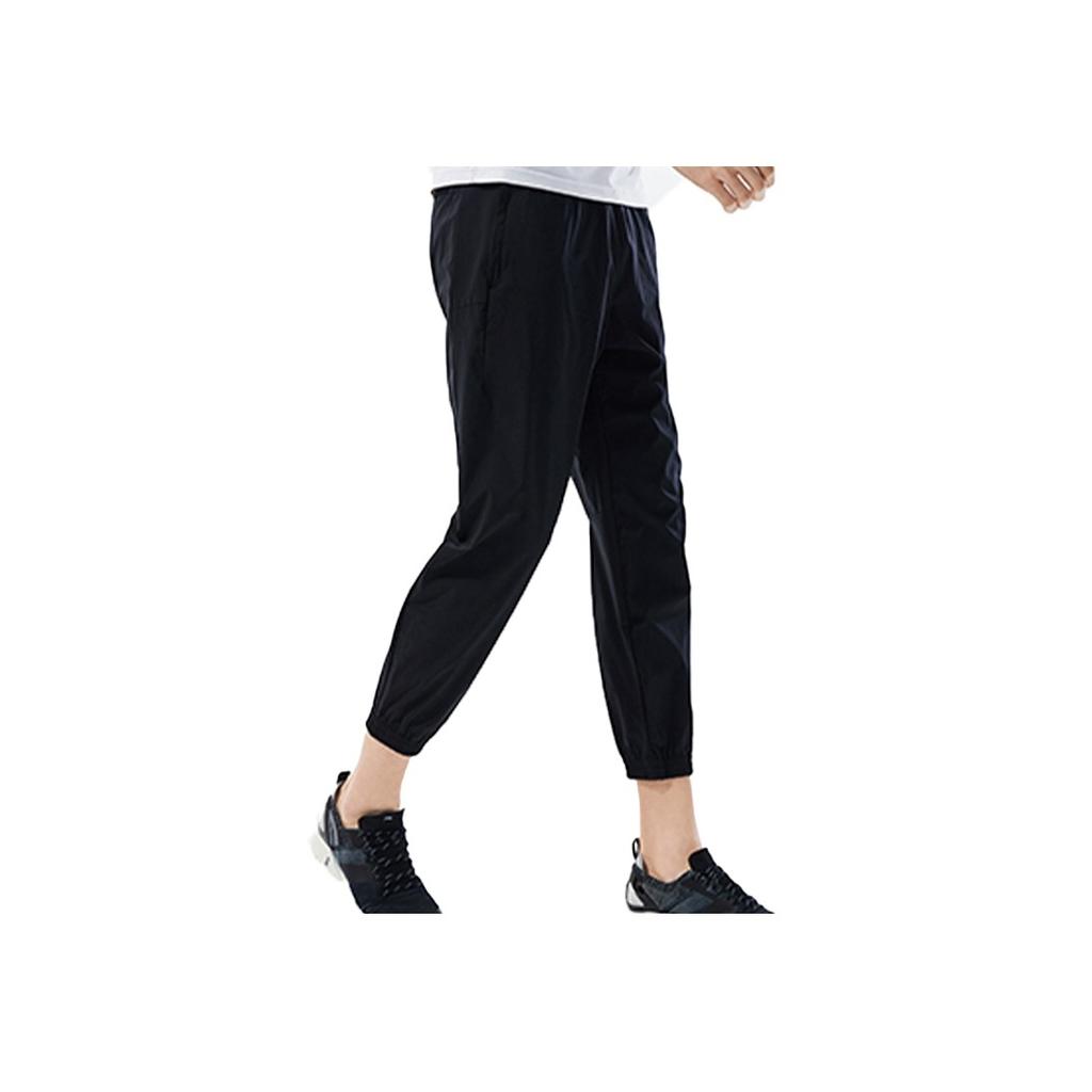 Li Ning Breathable Letter Print Cuffed Sports Nine-Point Pants Men Bottoms Black AYKQ191-1