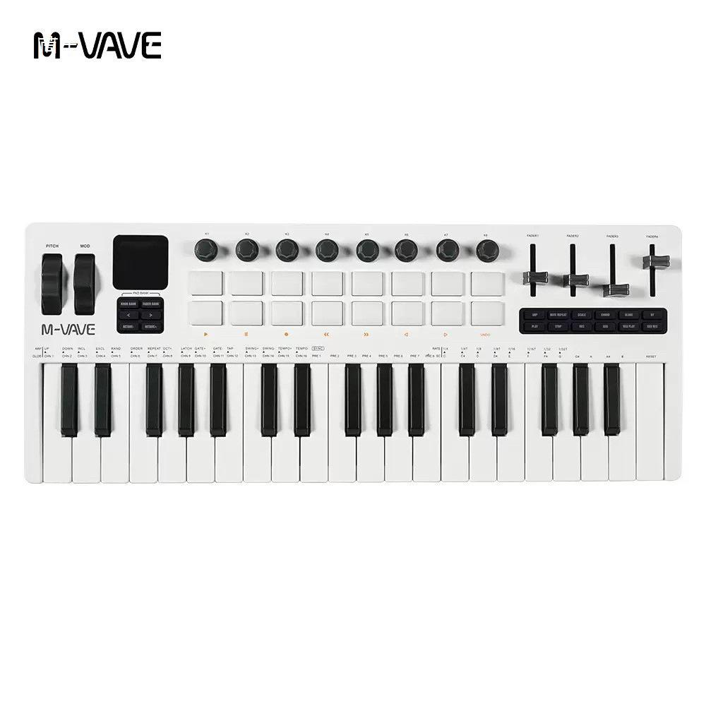 M-VAVE SMK-37 Pro 37-Key MIDI Keyboard Controller with Sound Source, Arrangement Pad, and Fader
