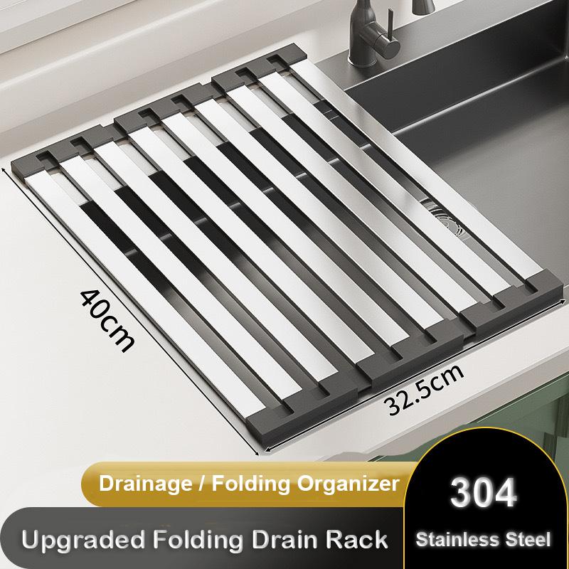 304 Stainless Steel Collapsible Telescoping Sink Drain Rack for Chopsticks Dish Organizer Basket Kitchen Sink Storage Rack