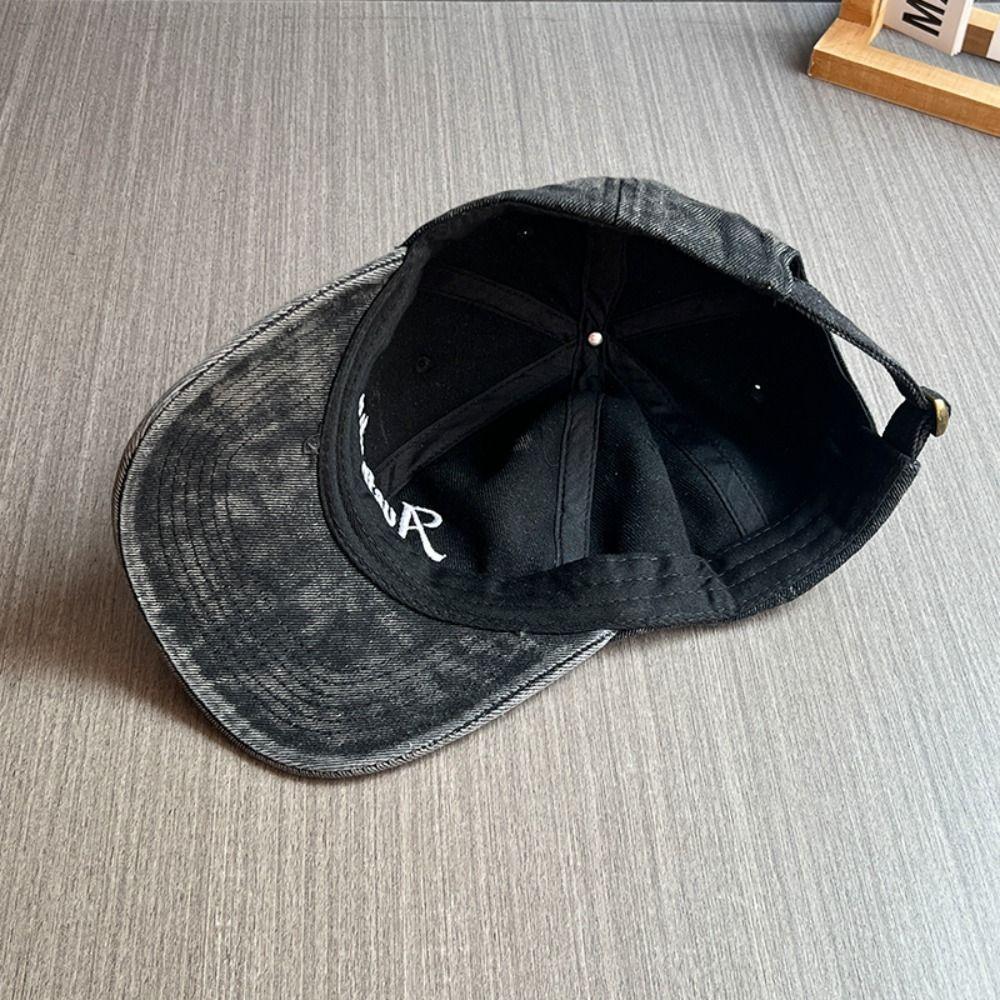 Wide Brim Denim Baseball Cap Korean Style Casual Duckbill Hat Letter Embroidery Peaked Cap Women