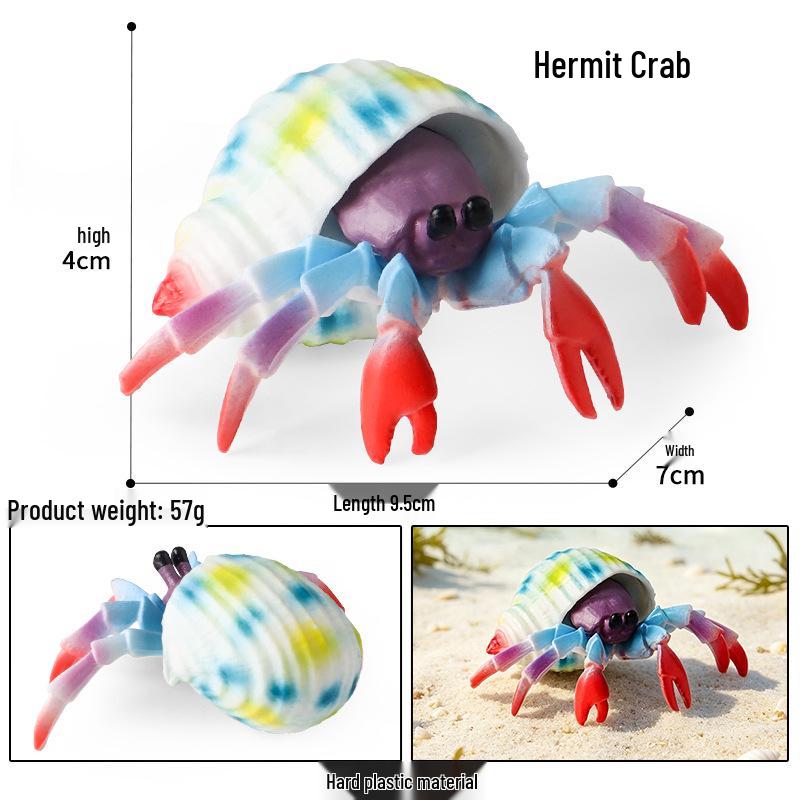 Ocean Crab Simulation Toy Set: Includes Hermit, Swimming, and Three-Spot Plastic Models