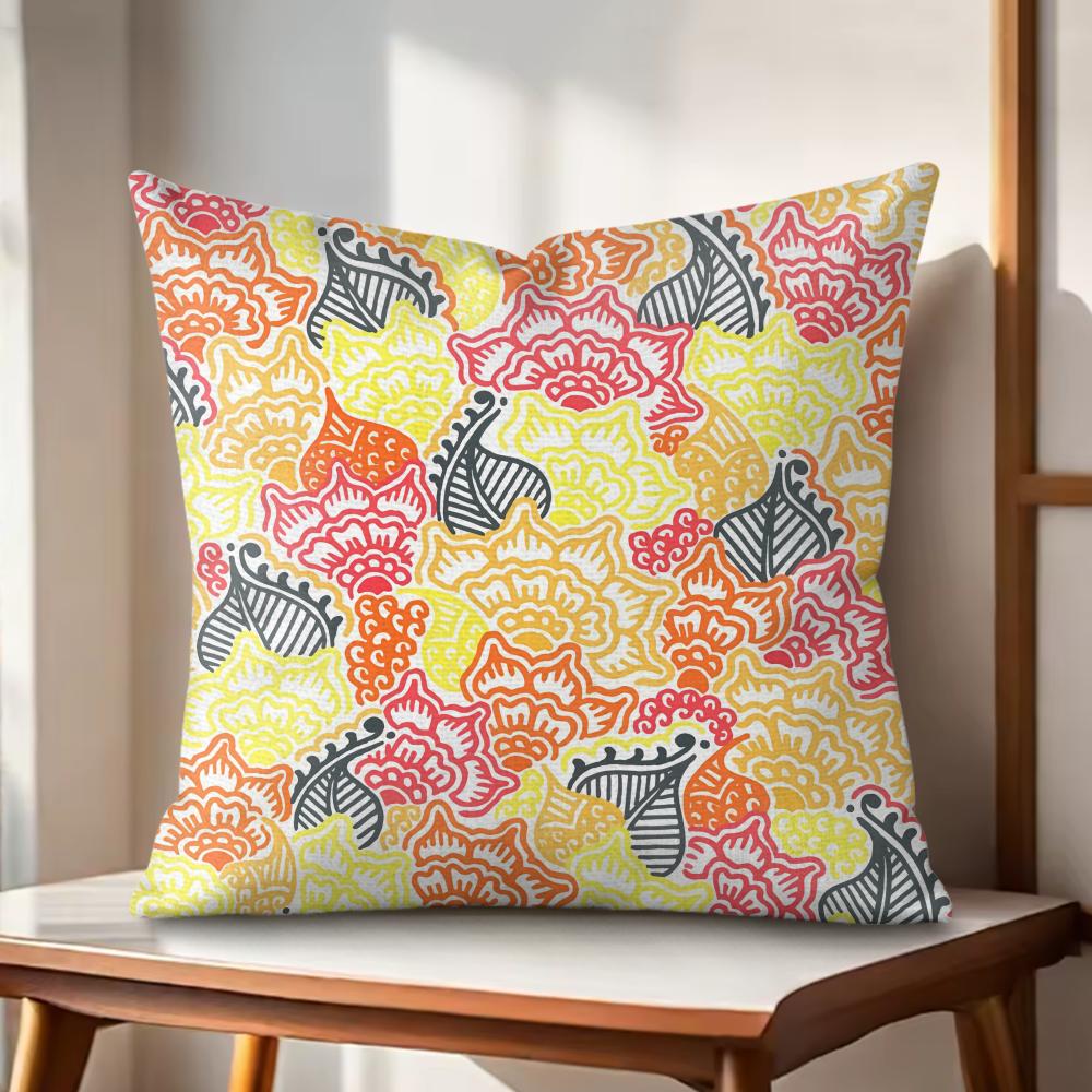 Garden Flowers Cushion Cover Natural Linen Organic Fabric DoubleSided Printing Couch Pillow Covers Home Decor