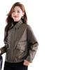 Women's 2025 Slimming Fleece-Lined PU Leather Motorcycle Jacket - Spring/Autumn Fashion