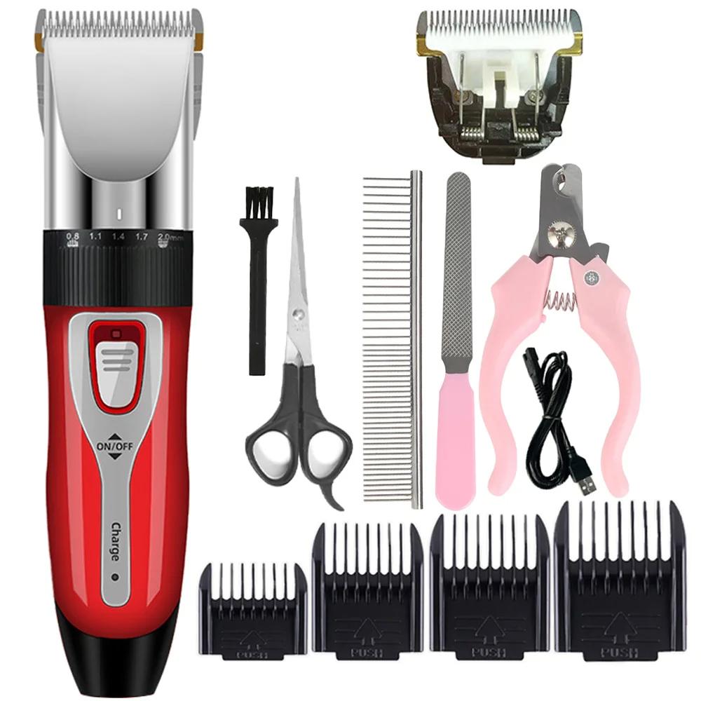 Dog Cat Clipper Hair Clippers Grooming Haircut Pet Shaver Conjunto completo Pets Recarregável Professional Cutter Shaver Máquina de corte