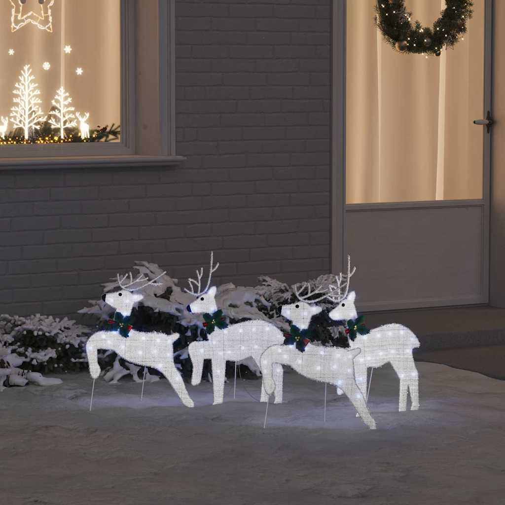 vidaXL LED Reindeer Set 4 pcs Silver Fabric