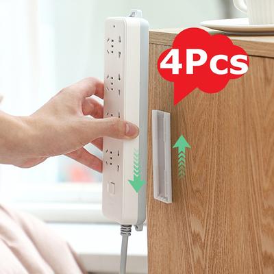 1/4pcs Wall-Mounted Holder Punch-Free Plug Fixer Self-Adhesive Socket Fixer Cable Power Strip Holder Cable Wire Organizer Rack