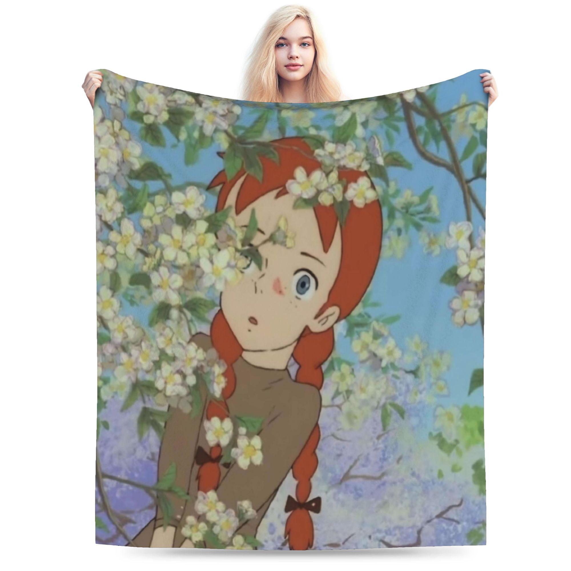 

Cartoon manga A-Anne of Green Gables Blanket Quality Soft Throw Blanket Winter Kids Bedroom Funny Bedspread 75x90cm