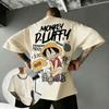 Plus Size One Piece Anime Printed Men and Women Tshirt Casual Parent Child Top Fashion Summer Y2K Harajuku Style Street Wear