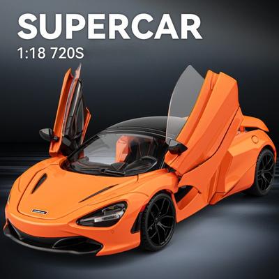 Diecast 1/18 Big Size 720S Alloy Supercar Model with Sound Light Collection Hobby Miniature Voiture Children Boy Toy Vehicle