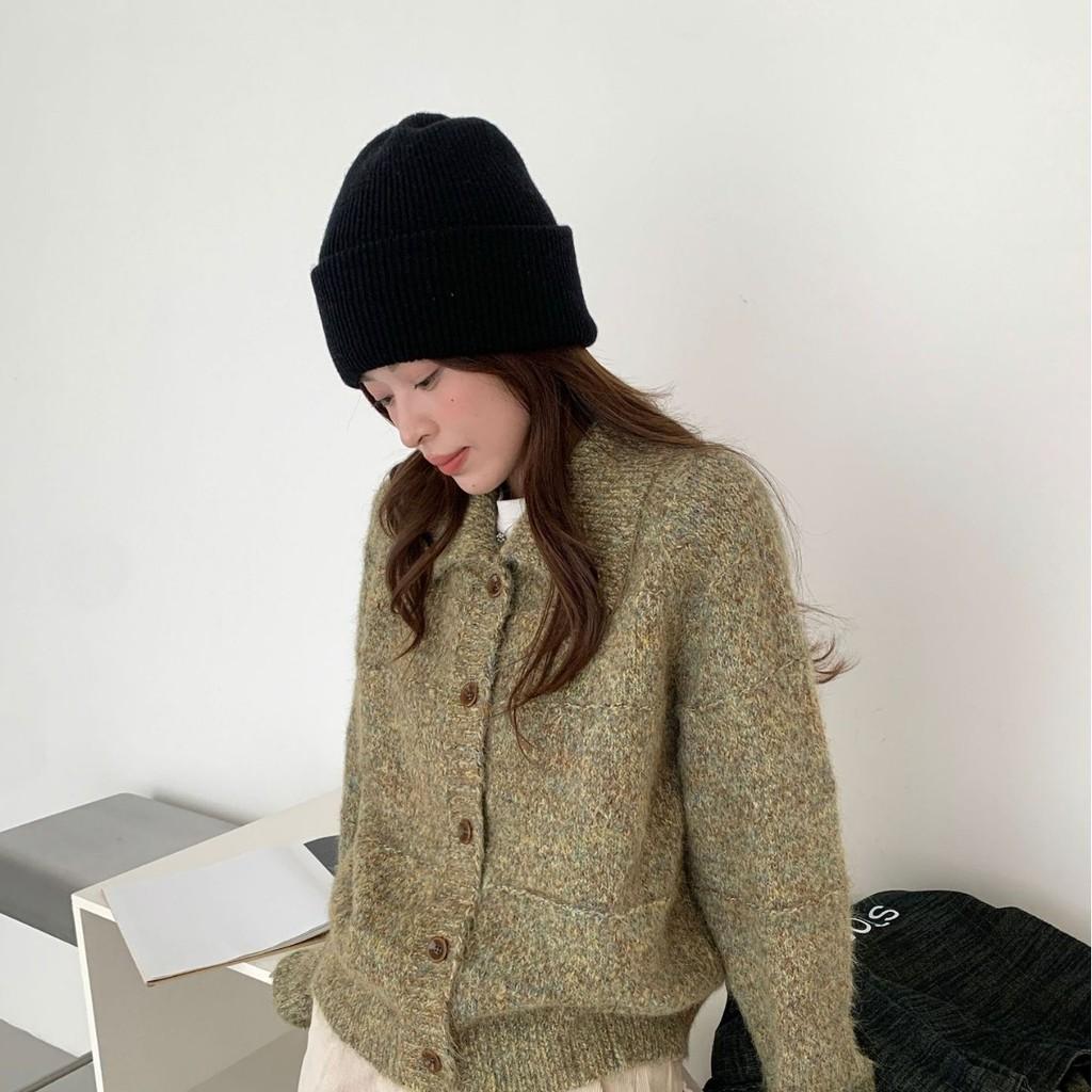 Women Pure Wool Knit Hat With Double Layer Warmth For Winter Casual Wear