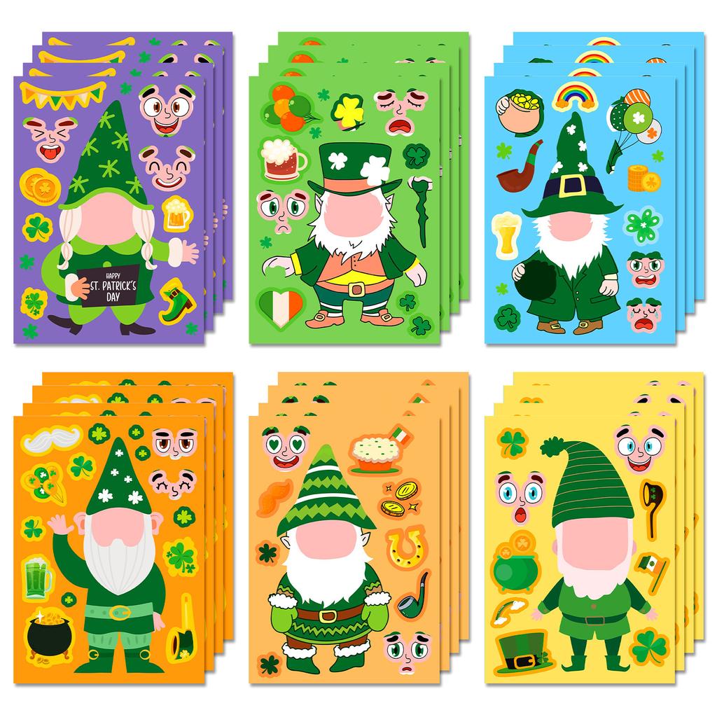 6 Pictures/pack of New High-value DIY St. Patrick's Day Stickers