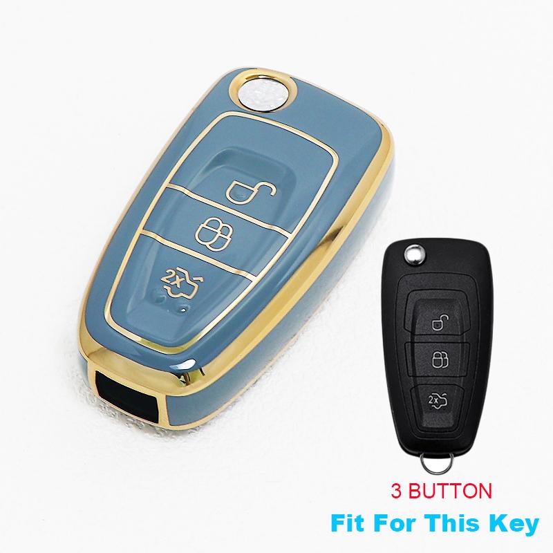 For Ford Mondeo Focus 3 Mk3 Kuga Fiesta Escape Ecosport Tpu Remote Car Key Case Cover Keyless Auto Shell Fob Holder Accessories