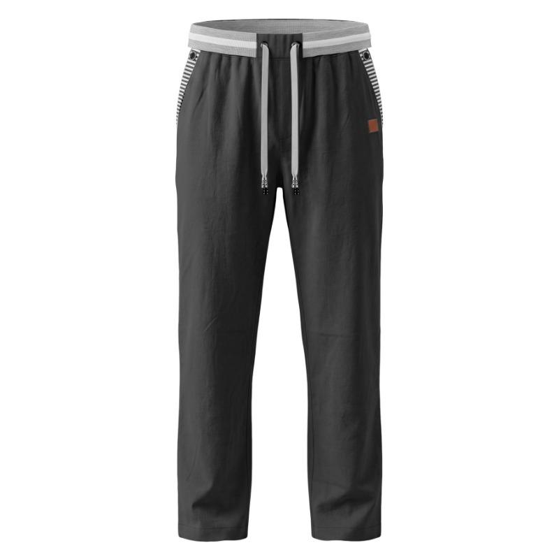 Men S Linen Straight Leg Striped Casual Quick Dry Long Pants