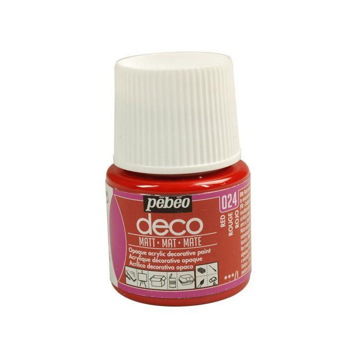 Peinture acrylique - Pébéo - P.BO Déco - Rouge mat - 45ml - Finition mate