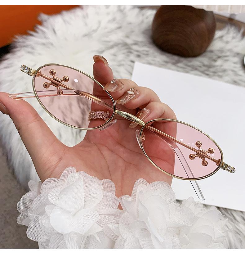 Jennie-Style Diamond Oval Sunglasses: High-End European & American Street Fashion for Women