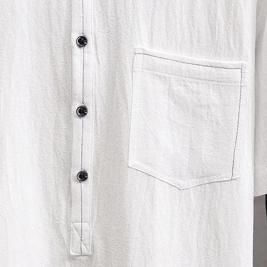 Plus Size 11XL 12XL Casual Men's Cotton and Linen Loose Short-sleeved Chinese Style Retro Linen Breathable T-shirt Men