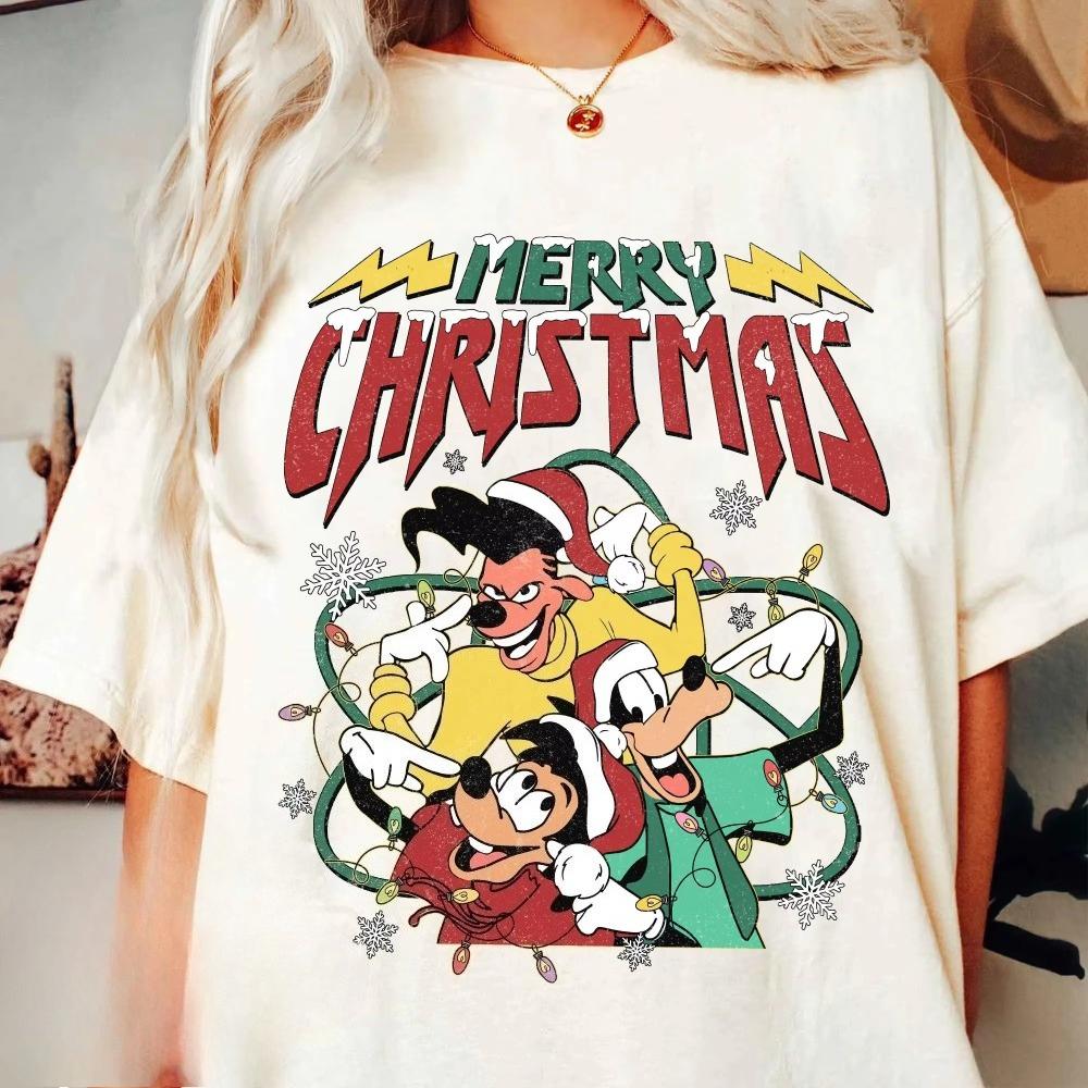 

Retro A Goofy Movie Merry Christmas TShirt Max Goofy Powerline Tee Goofy Movie Holiday Lights Shirt Womens Clothes Soft Cotton 4XL