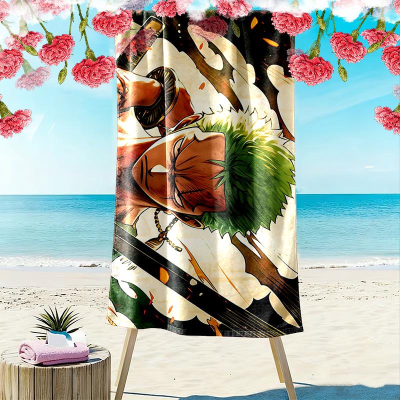 Roronoa Zoro Print Beach Towel, Large Soft Quick Dry Towel for Beach Camping Swimming