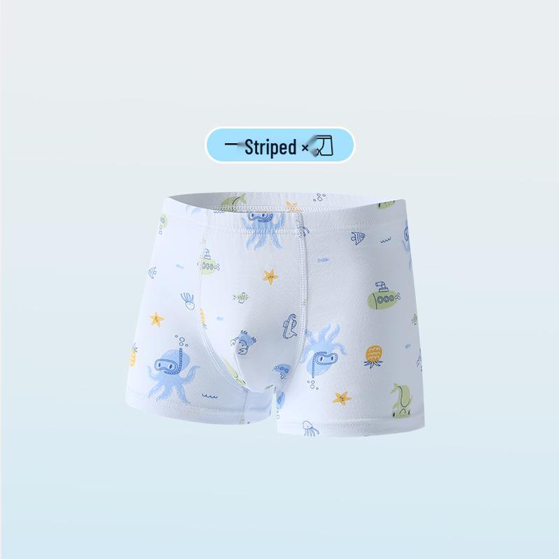 Wide Waist Non-Binding Boys' Pure Cotton Cartoon Boxer Briefs, Antibacterial Crotch, Class A, Four-Corner Design, Primary School Underwear