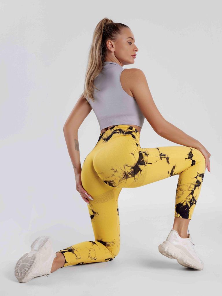 European & American Seamless Tie-dye Yoga Pants: Hip-lifting, Waist-slimming, High-Elastic Fitness Leggings