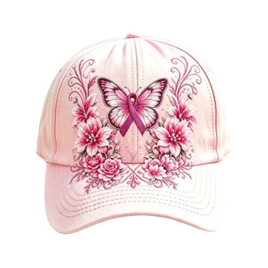 Bestickte Biene Baseballkappe mit Strass-Schleife, Muster aus Bienen und Schmetterlingen, Sonnenschutz mit gebogenem Schirm, Verstellbare Metallschnalle, Sportlich, für alle Jahreszeiten