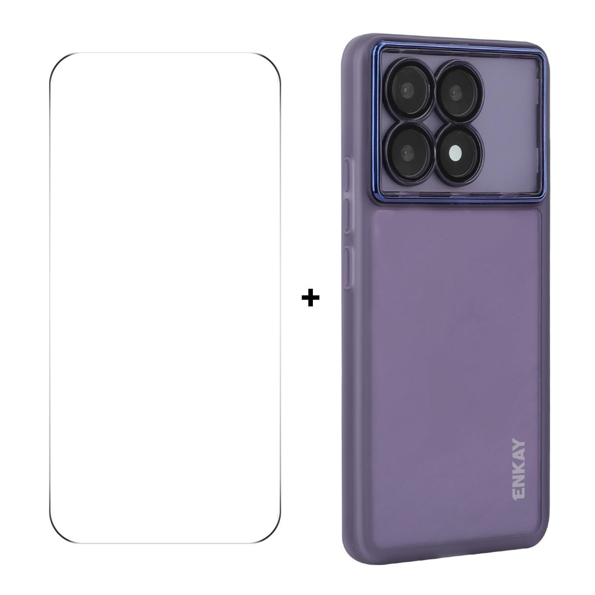 

For Xiaomi Redmi K70 Pro 5G/Xiaomi Redmi K70 5G Case Matte TPU Phone Cover with Lens Film+9H Glass Protector Purple
