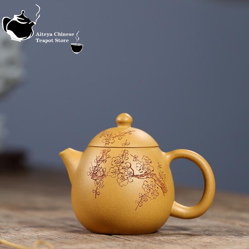 Čínská čajová konvice Yixing Purple Clay Pot Pure Handmade Original Gold Dragon Egg Pot Kung Fu Čajová sada Konvička malá kapacita 250ml