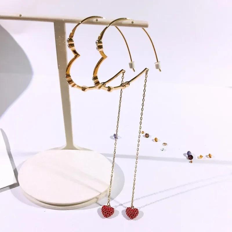 2026 New Trend Fine Jewelry Set Charming Heart Crystal Fashion Stainless Steel Necklace Earrings As a Anniversary Gift for Women