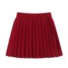 Girls' Pure Cotton Knit Korean Bowknot Set: Red Cardigan & Pleated Skirt with Lapel, Customizable
