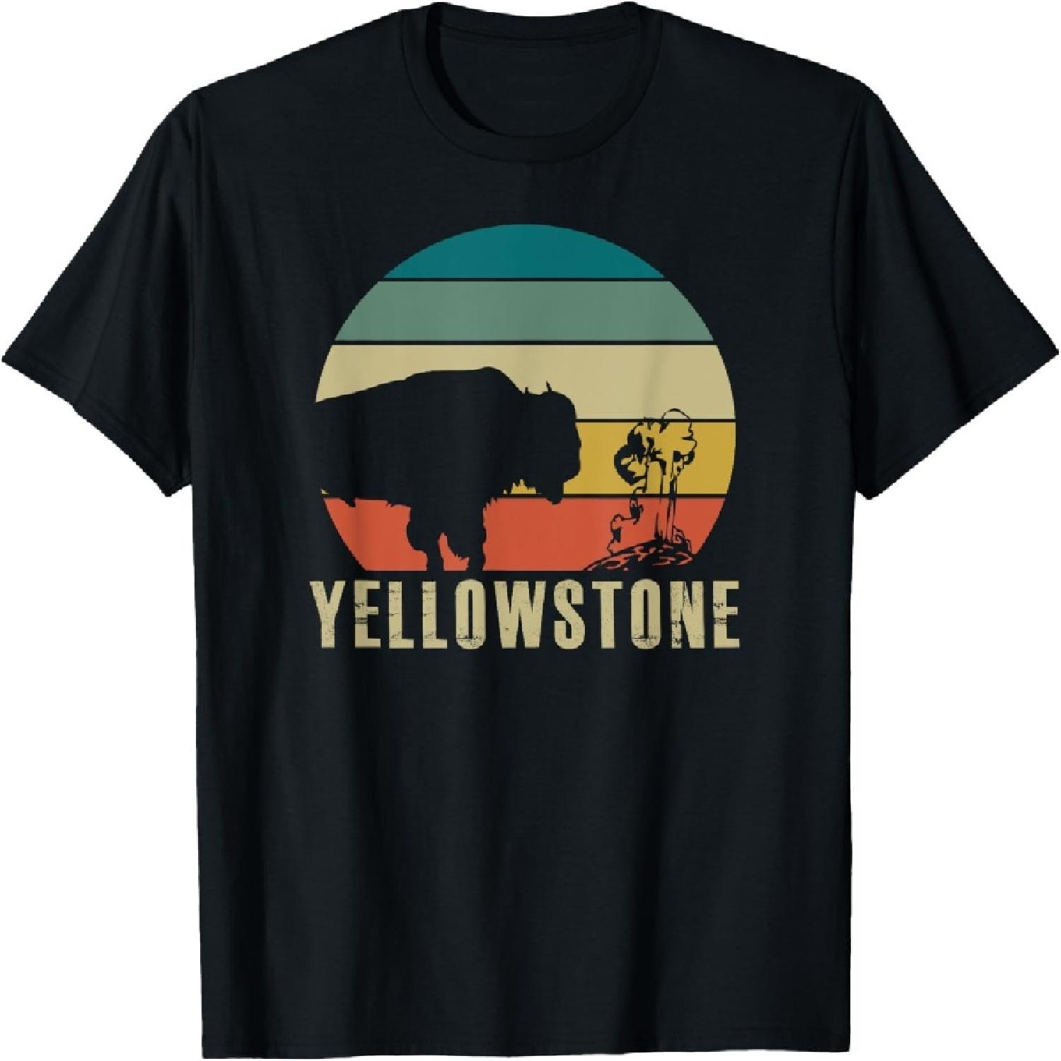 Yellowstone National Park Vintage Bison Buffalo Geyser T-Shirt XXXXXL разноцветный