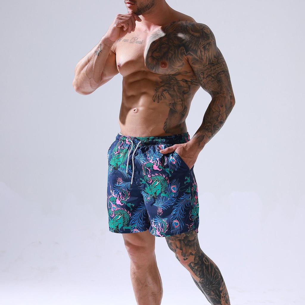 Men's Beach Trunks Breathable Print Pants Surf Casual Sports Quick Dry Shorts