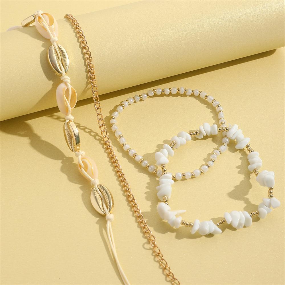 4 In 1 Bohemian Beach Stacked Shell Anklet for Ladies