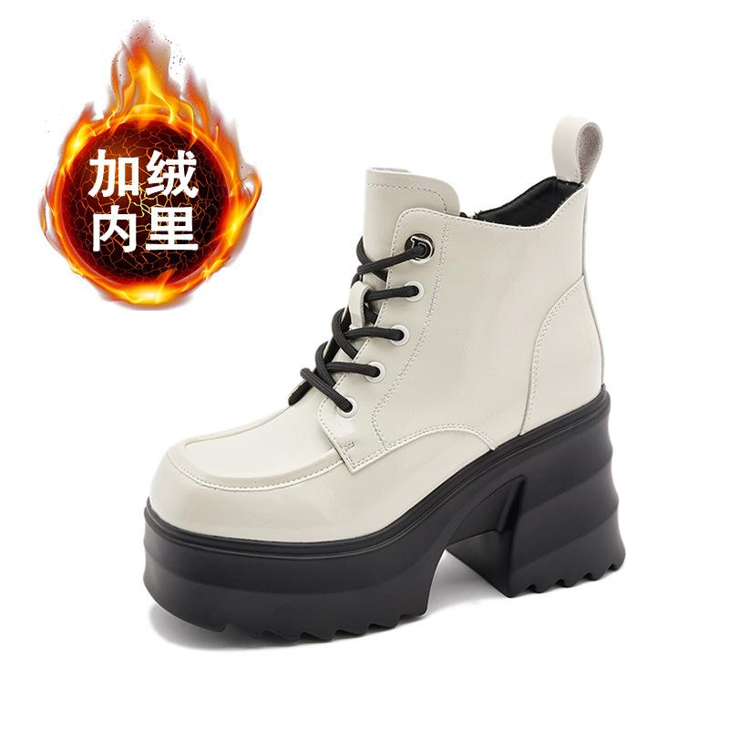 

Женские лоферы на платформе 2025 зима новинка бархатные теплые универсальные увеличение роста британский стиль маленькие кожаные туфли высокие хлопковые туфли 39