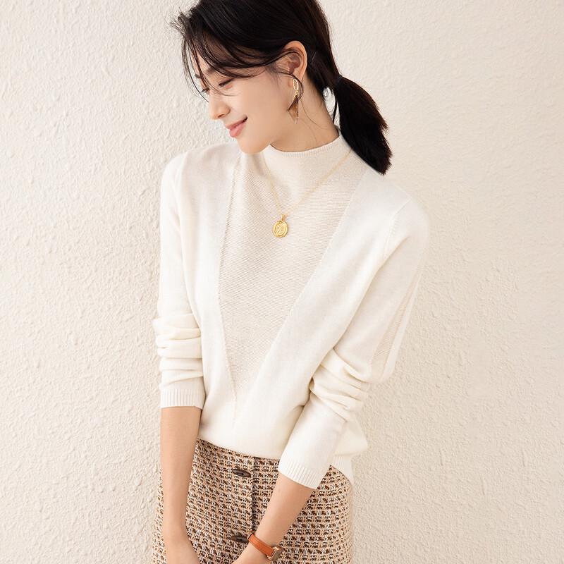 

TUHUANG Women s Autumn/Winter Semi-High Neck Metallic Wool Pullover XL