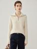 Women's 2026 Autumn/Winter Cashmere Lapel Half-Zip Knit Sweater: Elegant, Thick, Warm Base Layer