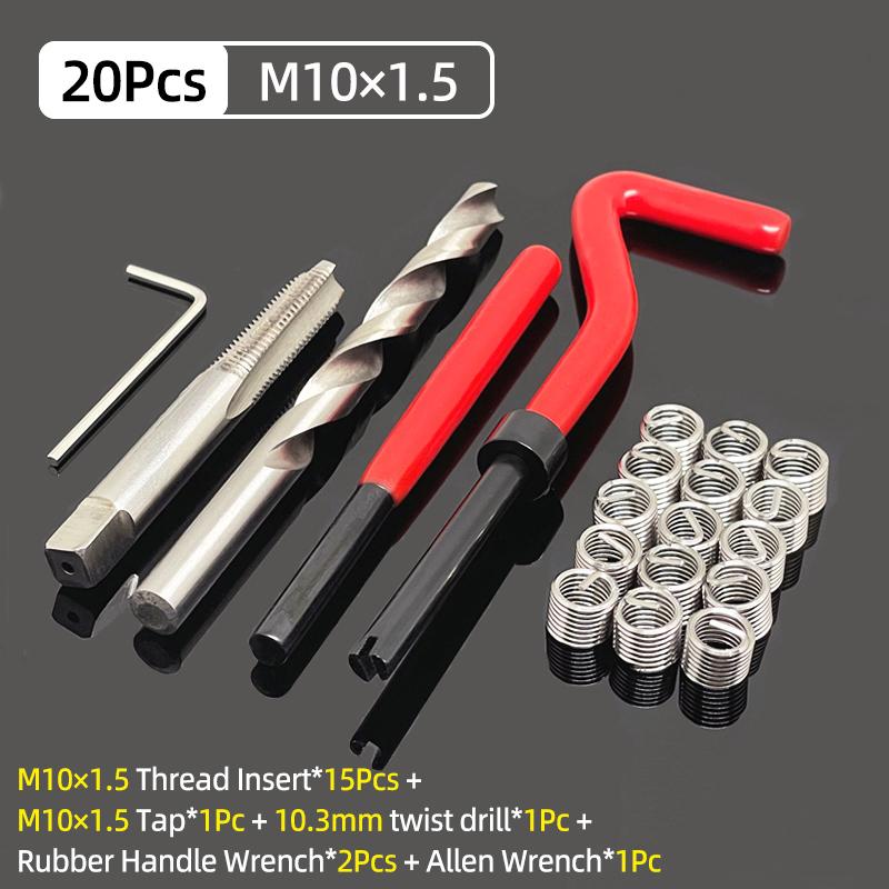 Kit de herramientas de reparación de hilos, 15/20/30 Uds., M5/6/8 para restaurar hilos dañados, llave inglesa, broca helicoidal, herramientas de reparación de automóviles, palanca