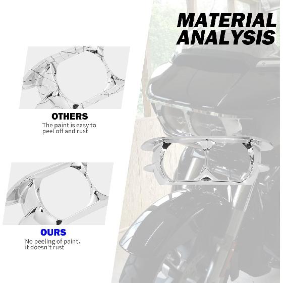 HDBUBALUS Motorcycle Headlight Bezel Trim Ring Cover Dual Headlamp Bezel Fit for Harley Road Glide 2015-Later Chrome