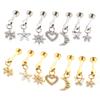 1PC Titanium Round Zircon Heart Moon Pendant Threaded Labret Lip Rings Ear Stud Tragus Cartilage Earrings Body Piercing Jewelry