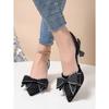 Petite-Sized Elegant Rhinestone Pointed-Toe Bow-Decorated High-Heel Sandals for Women Summer 2025 New Arrival Stiletto Sandals