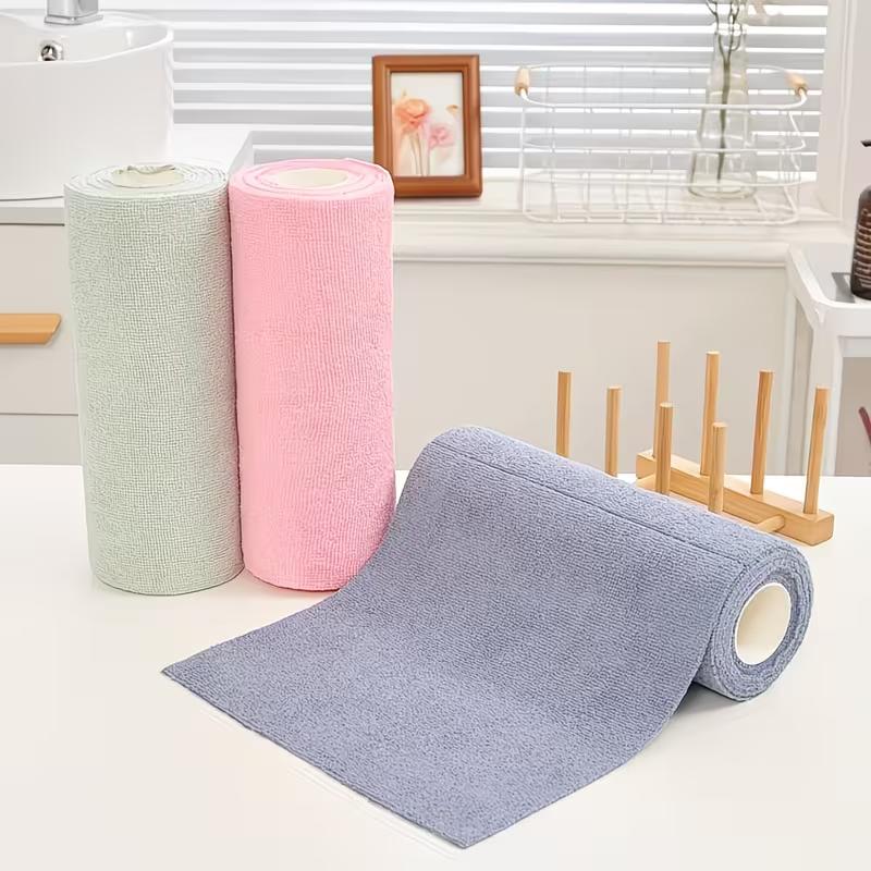 Reusable Cleaning Cloth Roll Tear Off Kitchen Dish Cloth Washable Multipurpose Cleaning Wipes for Household Kitchen and Bathroom