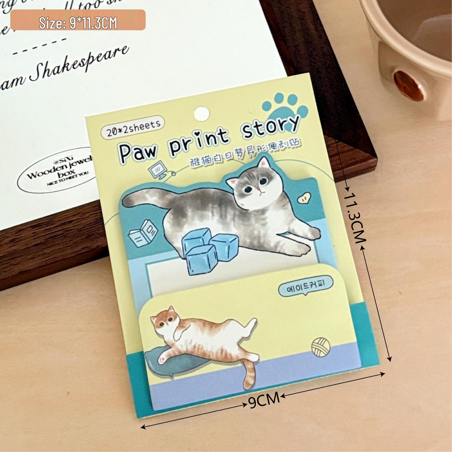 Kitten Daydream Stackable Sticky Notes - Cartoon Cat Journal Notes 40 sheets total, 20 of each design
