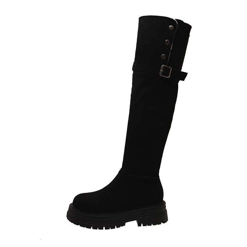 

2026 Women s High quality simple and fashionable Over-Knee Thick Heel Long Boots Wear Autumn Winter New Style round Toe Boots 40 чорний