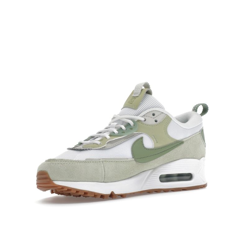 Nike Air Max 90 Futura White Olive Aura Women Sneakers Gum-Medium-Brown Oil-Green HF5052-100