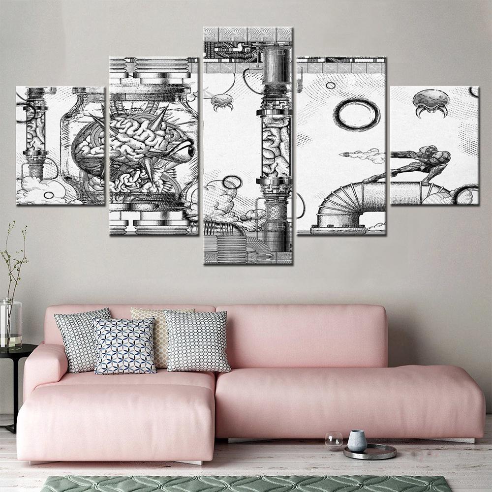 

5 Pieces Wall Art Canvas Prints Video Game A Vintage Engraved Digital Modern Pictures Living Room Decoration Interior Home Decor 20x35 20x45 20x55cm