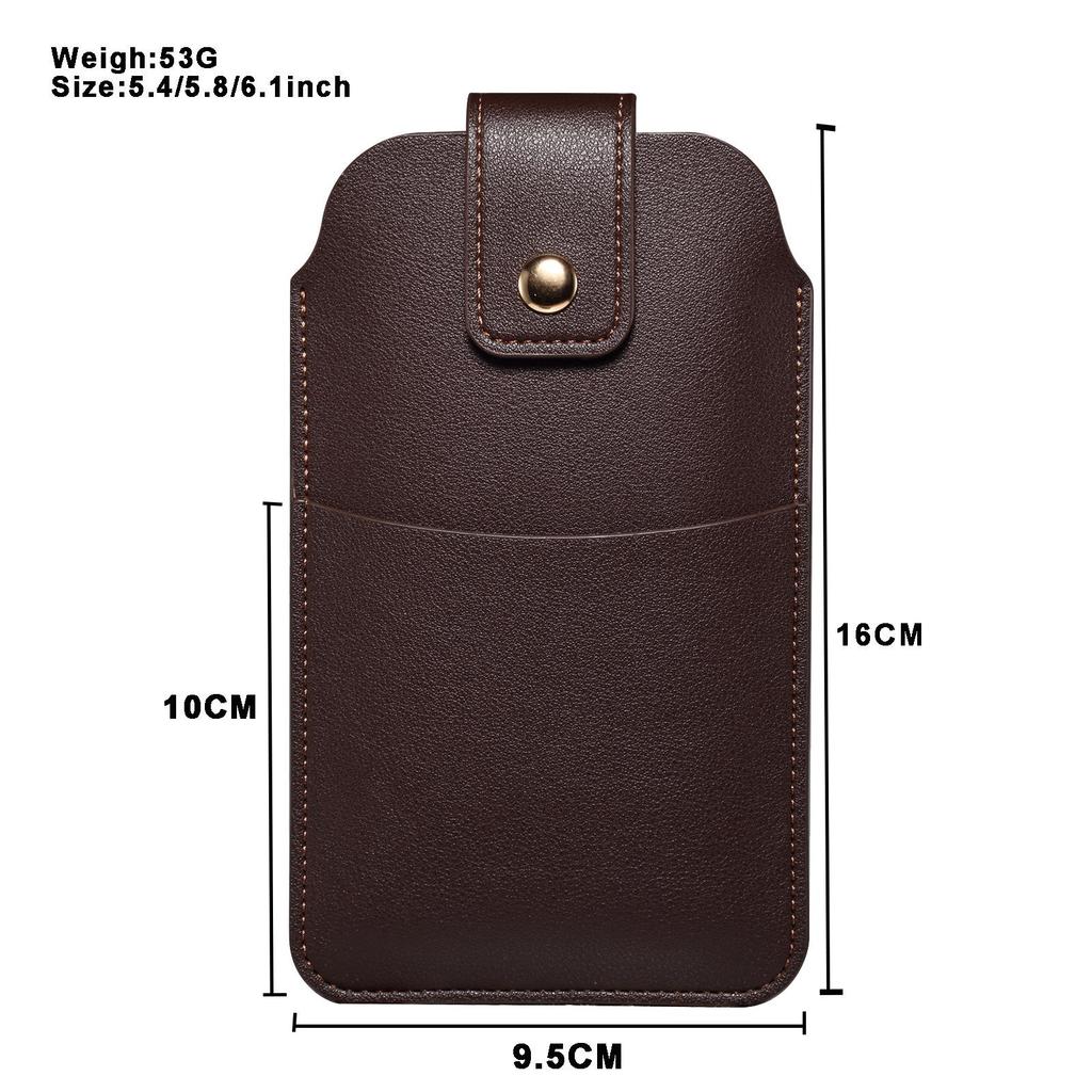 Slim Outdoor Leather Fanny Pack with Card Slots & Magnetic Buckle Phone Case